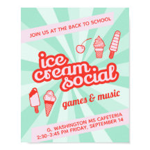Ice Cream Social Party Flyer