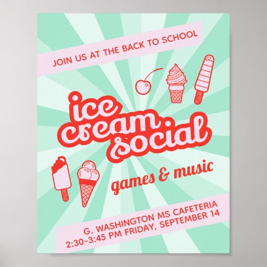 Ice Cream Social Party Flyer Poster (Voorkant)