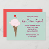 Ice Cream Social Party Kaart (Voorkant / Achterkant)