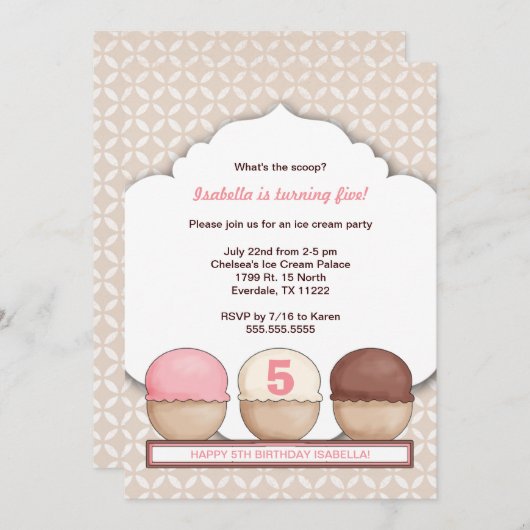 Ice Cream Social Party nodigt uit met leeftijd Kaart (Voorkant / Achterkant)