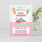 Ice Cream Social Party Uitnodiging Flyer Sjabloon (Staand voorkant)