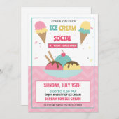 Ice Cream Social Party Uitnodiging Flyer Sjabloon (Voorkant / Achterkant)