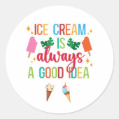 Ice Cream Social Ronde Sticker (Voorkant)
