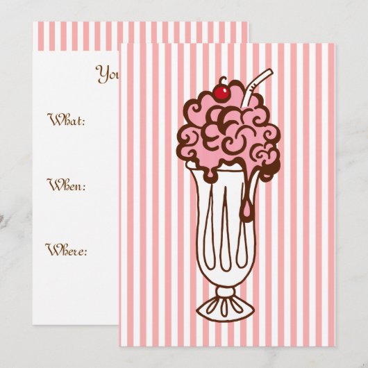  Ice Cream Soda Party Uitnodigingen (Voorkant / Achterkant)