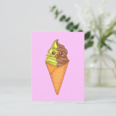 Ice Cream Soft Serve Matcha Green Tea Dessert Briefkaart (Staand voorkant)