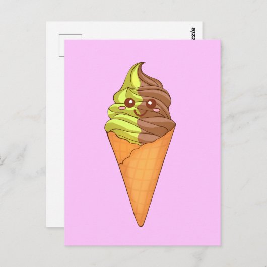 Ice Cream Soft Serve Matcha Green Tea Dessert Briefkaart (Voorkant / Achterkant)