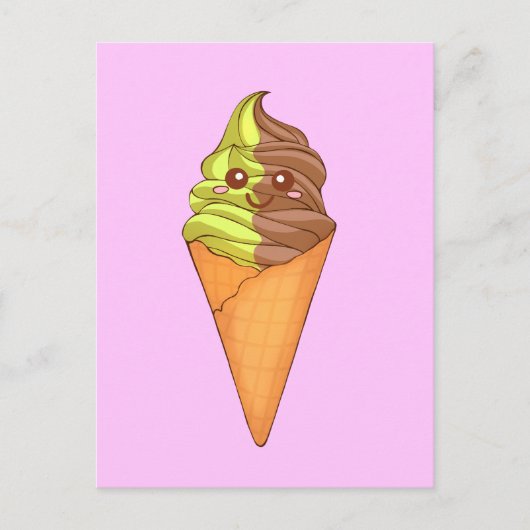 Ice Cream Soft Serve Matcha Green Tea Dessert Briefkaart (Voorkant)