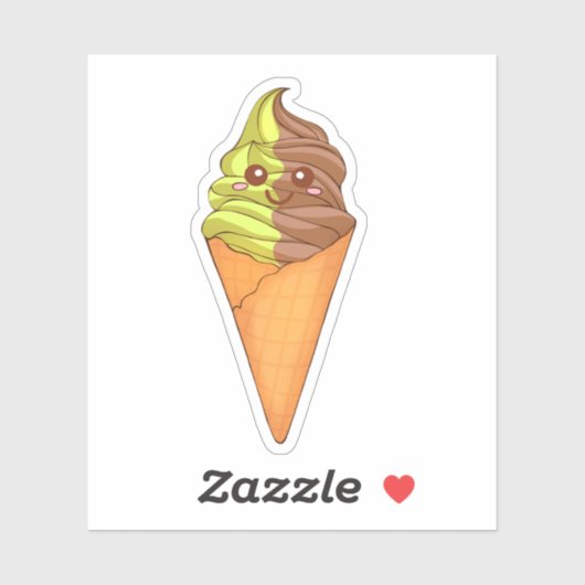 Ice Cream Soft Serve Matcha Green Tea Dessert Sticker (Vel)