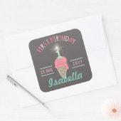 Ice Cream Sparkler 1e Verjaardagsfeestgeschenk Lab Vierkante Sticker (Envelop)