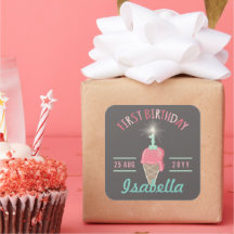 Ice Cream Sparkler 1e Verjaardagsfeestgeschenk Lab