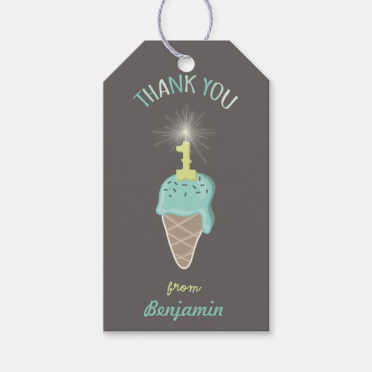 Ice Cream Sparkler 1st Birthday Bedankt voor het L Cadeaulabel (Voorkant)