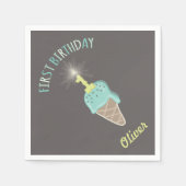 Ice Cream Sparkler 1st Birthday Paper Napkin Servet (Voorkant)