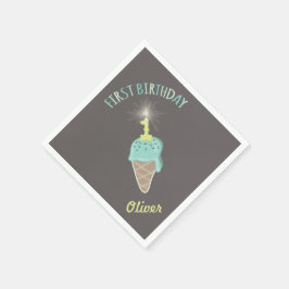 Ice Cream Sparkler 1st Birthday Paper Napkin Servet