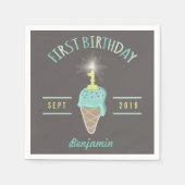 Ice Cream Sparkler 1st Birthday Paper Napkin Servetten (Voorkant)