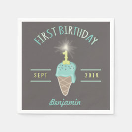 Ice Cream Sparkler 1st Birthday Paper Napkin Servetten
