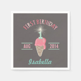 Ice Cream Sparkler 1st Birthday Paper Napkin Servetten