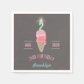 Ice Cream Sparkler 2e verjaardag Paper Napkin Servetten (Voorkant)