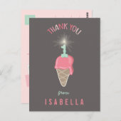 Ice Cream Sparkler Meisje's 1e Verjaardag Dank u Briefkaart (Voorkant / Achterkant)