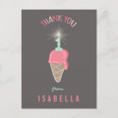 Ice Cream Sparkler Meisje's 1e Verjaardag Dank u Briefkaart (Voorkant)