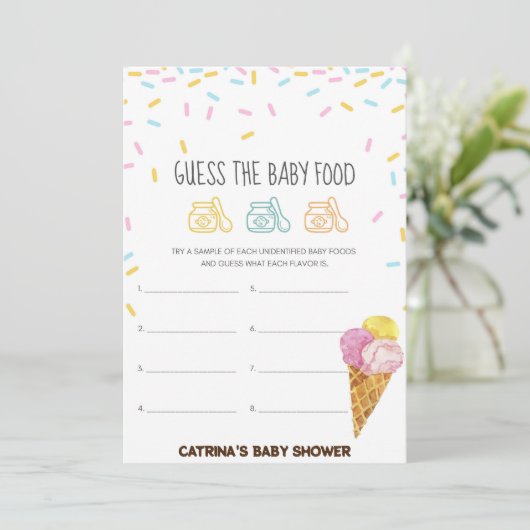 Ice Cream Sprinkle Baby shower - bewerkbare naam,  Kaart (Staand voorkant)