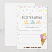 Ice Cream Sprinkle Baby shower - bewerkbare naam,  Kaart (Voorkant / Achterkant)