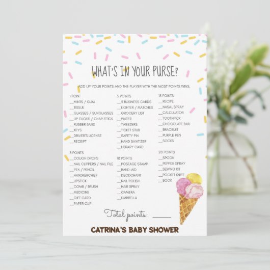 Ice Cream Sprinkle Baby shower - bewerkbare naam,  Kaart (Staand voorkant)