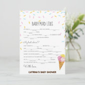 Ice Cream Sprinkle Baby shower - bewerkbare naam,  Kaart (Staand voorkant)