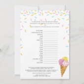 Ice Cream Sprinkle Baby shower - bewerkbare naam,  Kaart (Achterkant)