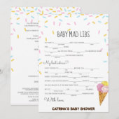 Ice Cream Sprinkle Baby shower - bewerkbare naam,  Kaart (Voorkant / Achterkant)