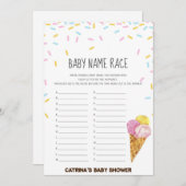 Ice Cream Sprinkle Baby shower - bewerkbare naam, Kaart (Voorkant / Achterkant)
