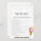 Ice Cream Sprinkle Baby shower - bewerkbare naam,  Kaart (Voorkant / Achterkant)