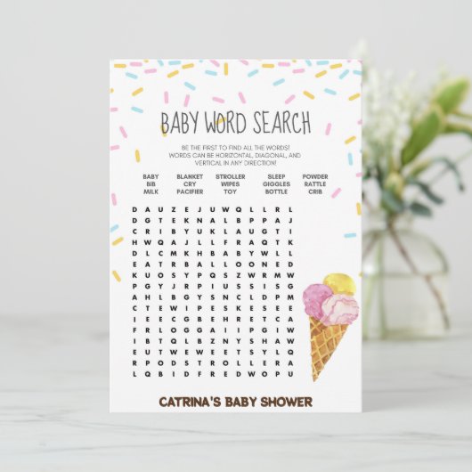 Ice Cream Sprinkle Baby shower - bewerkbare naam,  Kaart (Staand voorkant)
