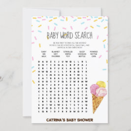 Ice Cream Sprinkle Baby shower - bewerkbare naam, Kaart
