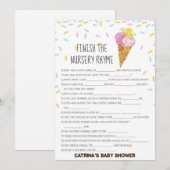 Ice Cream Sprinkle Baby shower - bewerkbare naam,  Kaart (Voorkant / Achterkant)