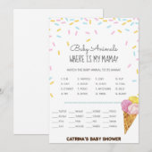 Ice Cream Sprinkle Baby shower - bewerkbare naam,  Kaart (Voorkant / Achterkant)