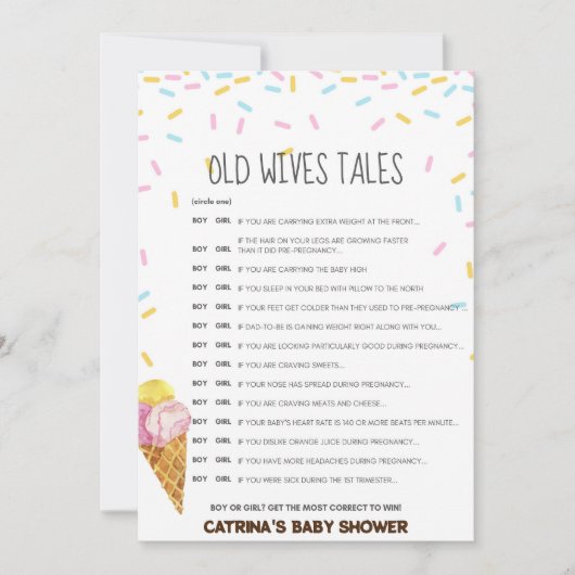 Ice Cream Sprinkle Baby shower - bewerkbare naam,  Kaart (Voorkant)