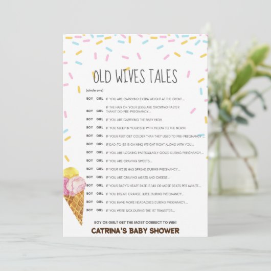 Ice Cream Sprinkle Baby shower - bewerkbare naam,  Kaart (Staand voorkant)