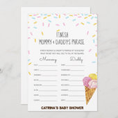 Ice Cream Sprinkle Baby shower - bewerkbare naam,  Kaart (Voorkant / Achterkant)