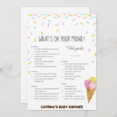 Ice Cream Sprinkle Baby shower - bewerkbare naam,  Kaart (Voorkant / Achterkant)