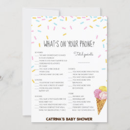 Ice Cream Sprinkle Baby shower - bewerkbare naam, Kaart