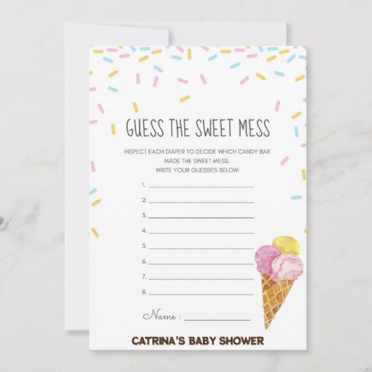 Ice Cream Sprinkle Baby shower - bewerkbare naam,  Kaart (Voorkant)