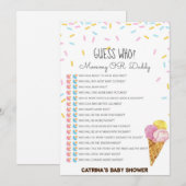 Ice Cream Sprinkle Baby shower - bewerkbare naam,  Kaart (Voorkant / Achterkant)