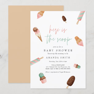 Ice Cream Sprinkle Mint Pink Summer Baby shower Kaart