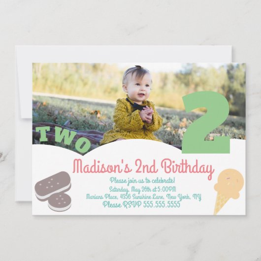 Ice Cream Sprinkles pasteel Girls Birthday Party Kaart (Voorkant)