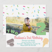 Ice Cream Sprinkles pasteel Girls Birthday Party Kaart (Voorkant / Achterkant)