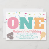 Ice Cream Sprinkles pasteel Girls Birthday Party Kaart (Voorkant)