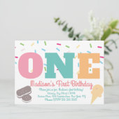 Ice Cream Sprinkles pasteel Girls Birthday Party Kaart (Staand voorkant)