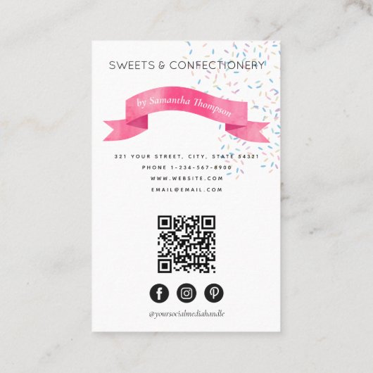 Ice Cream & Sprinkles Pastry Chef Bakery Visitekaartje (Achterkant)