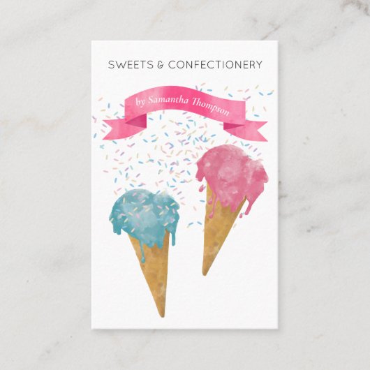 Ice Cream & Sprinkles Pastry Chef Bakery Visitekaartje (Voorkant)