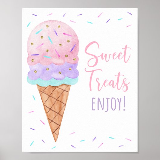 Ice Cream Sprinkles Sweet Treats Verjaardagsteken Poster (Voorkant)